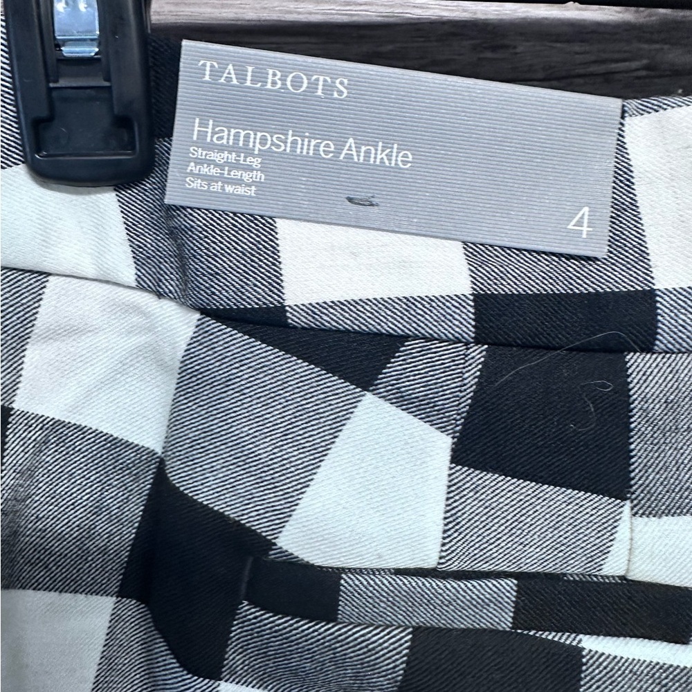 Talbots Hampshire Ankle Black and White Checkered Straight Leg Dress Pants - Picture 4 of 5